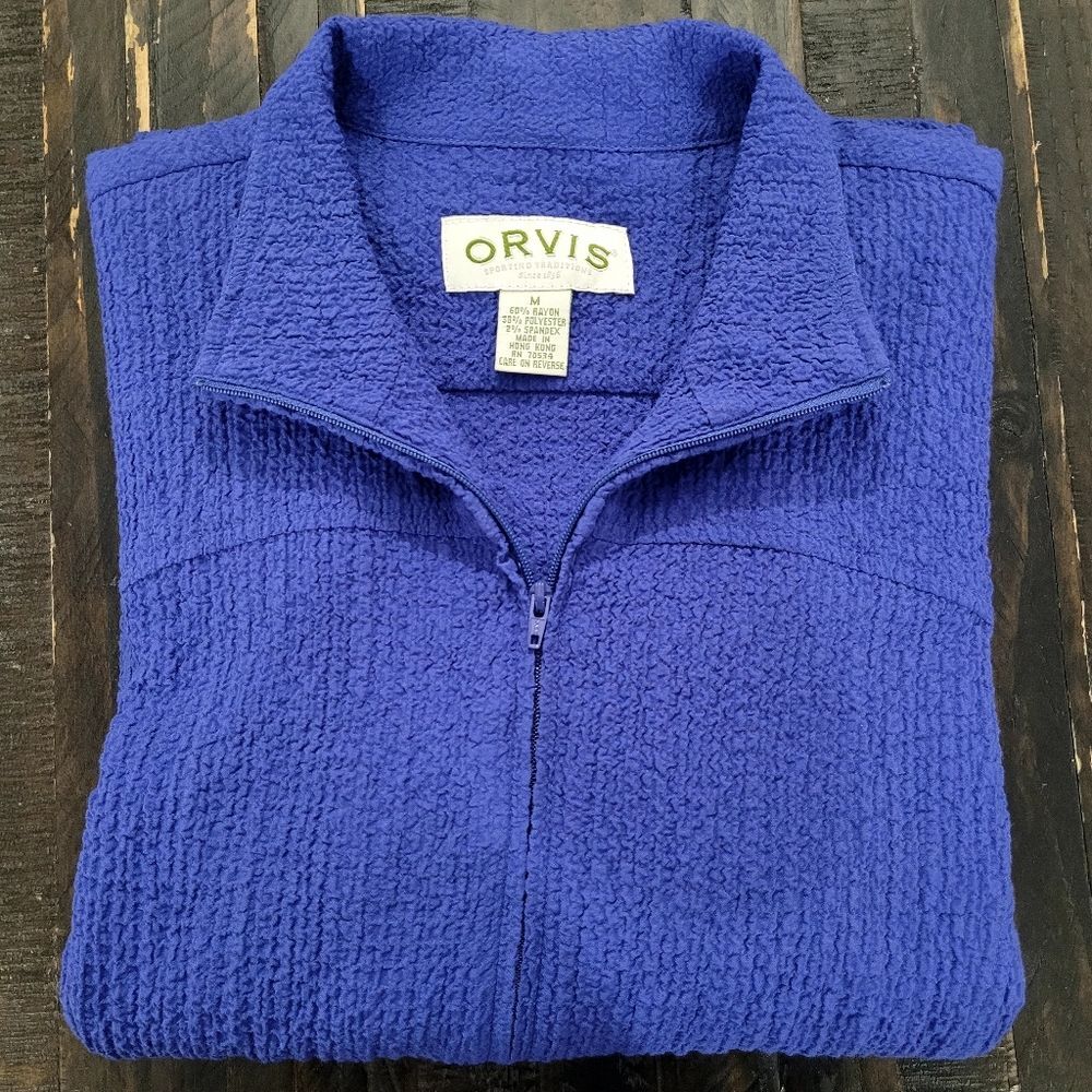 ORVIS Textured Full Zip Seersucker Lightweight Jacket  Womens Size Medium